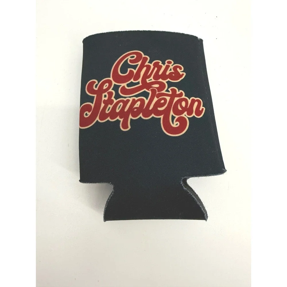 Chris Stapleton Official Merch Can Cooler Black Red‎ Neoprene Koozie Country Hat
